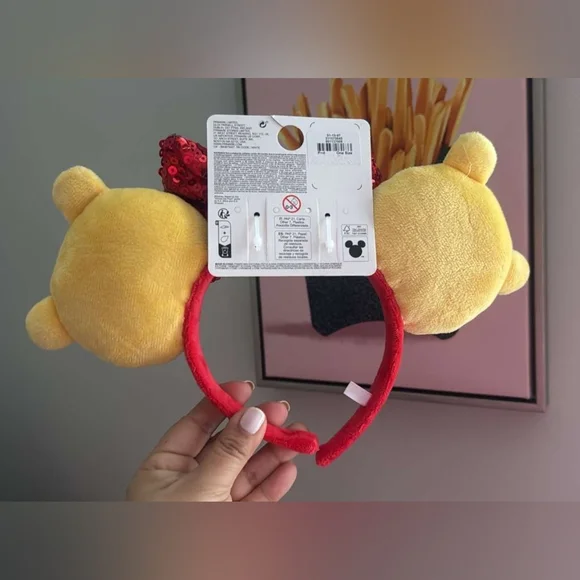 Disney Winnie the Pooh Plush Ears with Red Sequin Bow, Headband, Primark - Picture 4 of 4